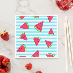 Serviette En Papier Fun Chic Watermelon Slices Blue Lines Motif