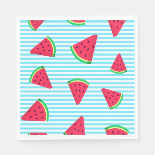 Serviette En Papier Fun Chic Watermelon Slices Blue Lines Motif (Devant)