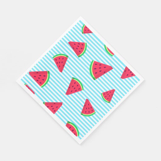 Serviette En Papier Fun Chic Watermelon Slices Blue Lines Motif (Coin)