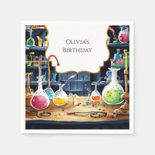Serviette En Papier Fun Chimie Laboratoire Scientifique Anniversaire (Devant)