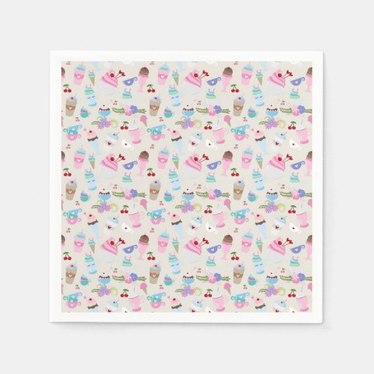 Serviette En Papier Fun Cupcake Sweets Motif de fête d'anniversaire (Devant)