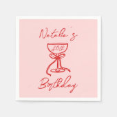 Serviette En Papier Fun d'anniversaire 40th Hand Drawn Champagne Glass (Devant)