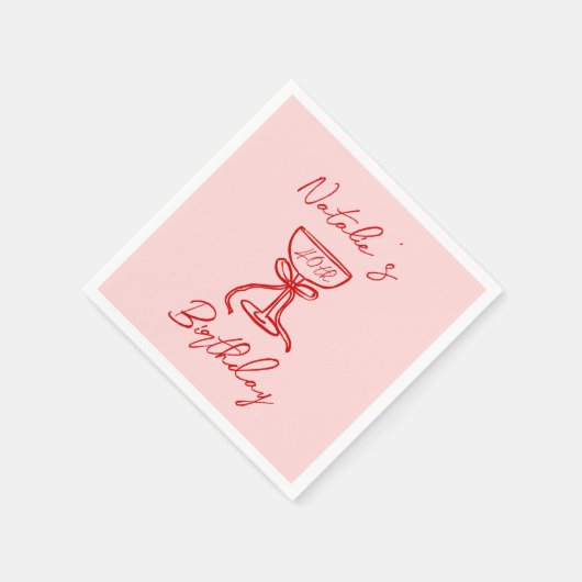 Serviette En Papier Fun d'anniversaire 40th Hand Drawn Champagne Glass (Coin)