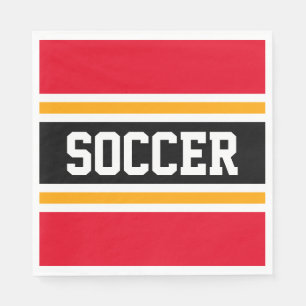 Serviette En Papier Fun de SOCCER Bright Red Black Yellow Racing Strip