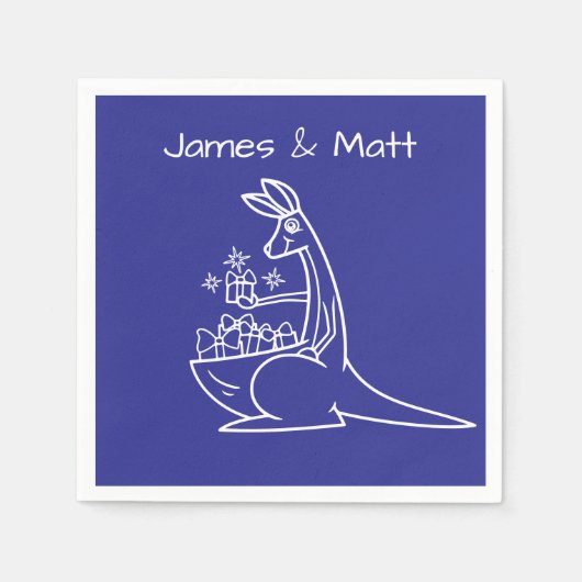 Serviette En Papier Fun Deep Blue Kangaroo fête d'anniversaire (Devant)
