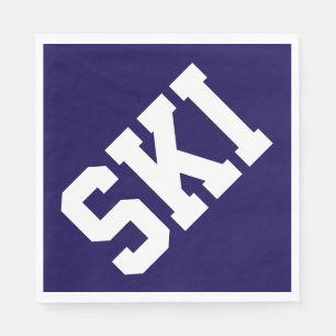 Serviette En Papier Fun Diagonal Athlétique SKI Texte Blanc Sur Fond B