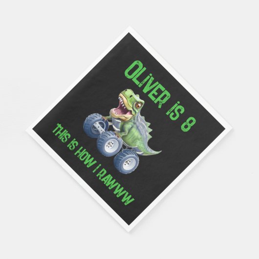 Serviette En Papier Fun Dinosaur monstre camion personnalisées anniver (Coin)