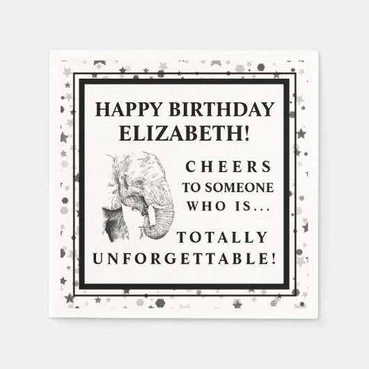 Serviette En Papier Fun Elephant Anniversaire de fête Napkins (Devant)