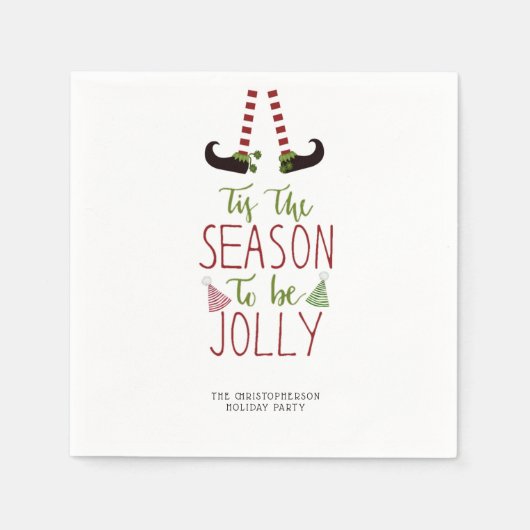 Serviette En Papier Fun Elf SEASON À ÊTRE JOLLY Personnalisé (Devant)