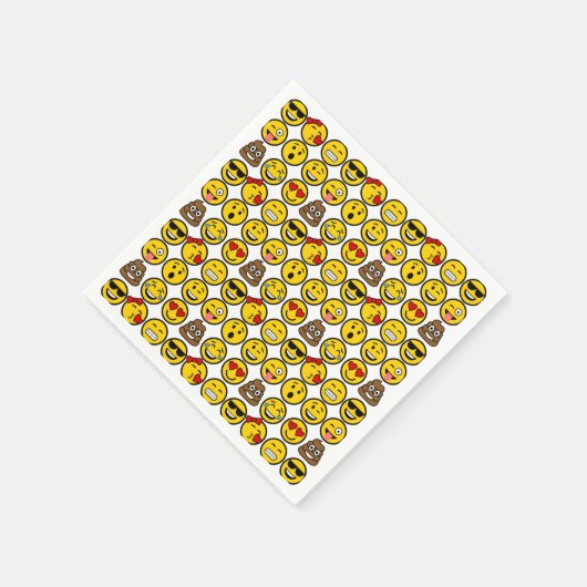 Serviette En Papier Fun Emoji Motif Emotion Face (Coin)