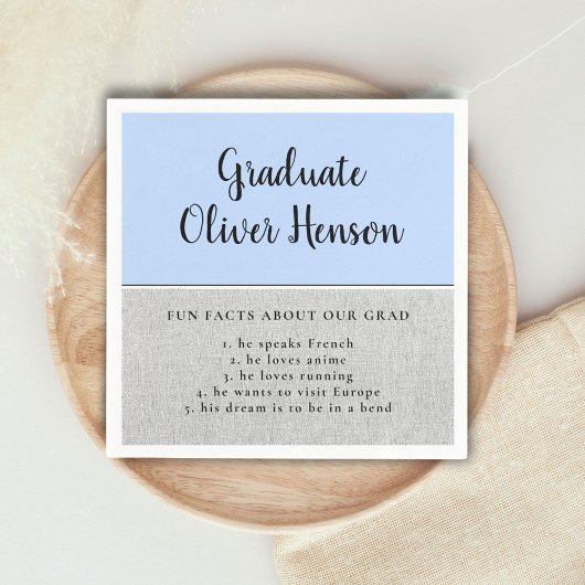 Serviette En Papier Fun Fact à propos de Graduate Bleu Simple Graduati