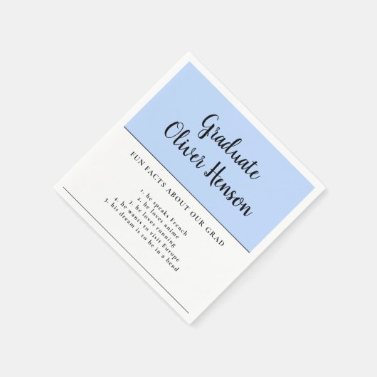 Serviette En Papier Fun Fact à propos de Graduate Bleu Simple Graduati (Coin)