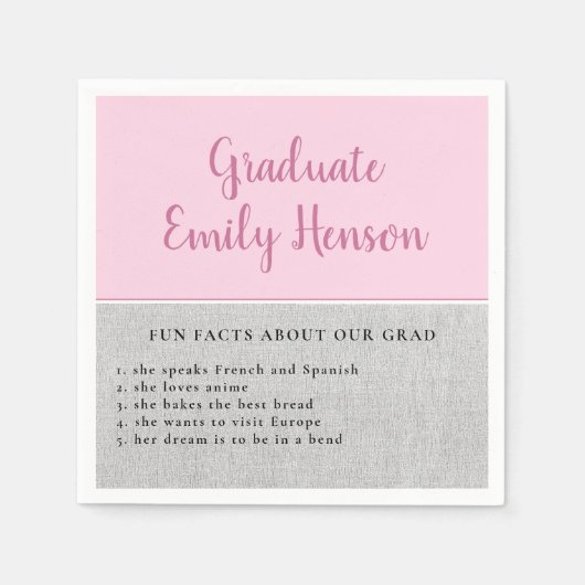 Serviette En Papier Fun Fact à propos de Graduate Pink Simple Graduate (Devant)