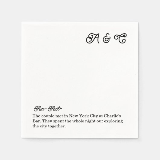 Serviette En Papier Fun Fact Mariage Cocktail Napkin (Devant)