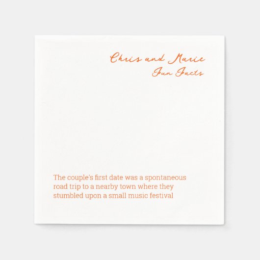 Serviette En Papier Fun Fact Napkin Mariage heure de cocktail (Devant)