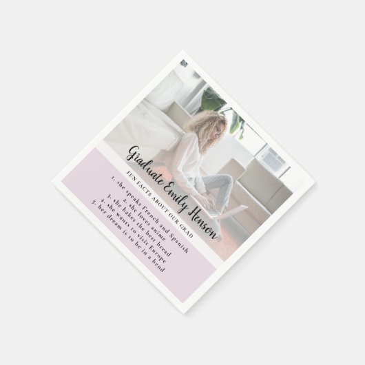 Serviette En Papier Fun Fact Pink Graduate Photo Party (Coin)