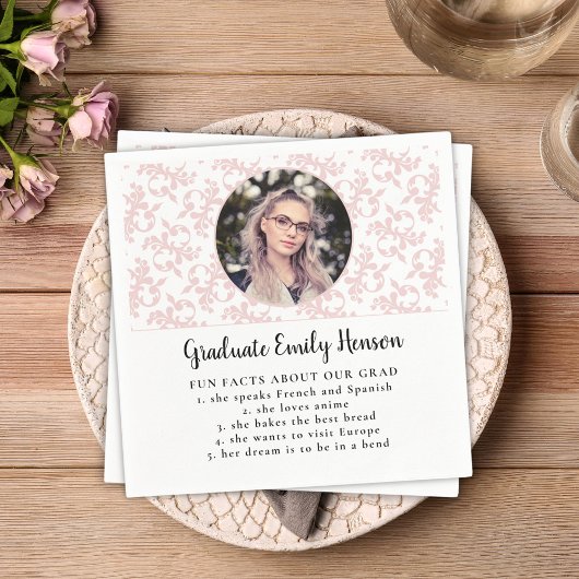 Serviette En Papier Fun Fact Rococo Diplômé Rococo Rose Photo Graduate