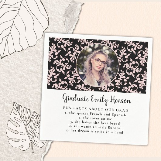 Serviette En Papier Fun Fact Rococo Diplômé Rococo Rose Photo Graduate