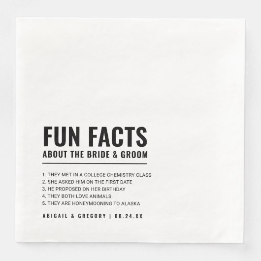 Serviette En Papier Fun Facts About The Bride + Groom Mariage (Devant)