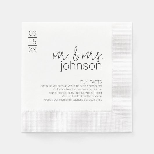 Serviette En Papier Fun Facts About the Couple - Mariage moderne (Devant)