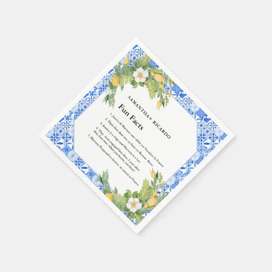 Serviette En Papier Fun Facts About the Newlyweds lemon mariage (Coin)