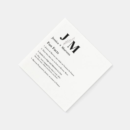Serviette En Papier Fun Facts About The Newlyweds Modern mariage Napki (Coin)