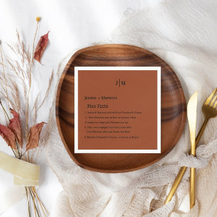 Serviette En Papier Fun Facts About The Newlyweds Terracotta mariage