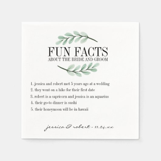 Serviette En Papier Fun Facts Branches Eucalyptus Personnalisées (Devant)