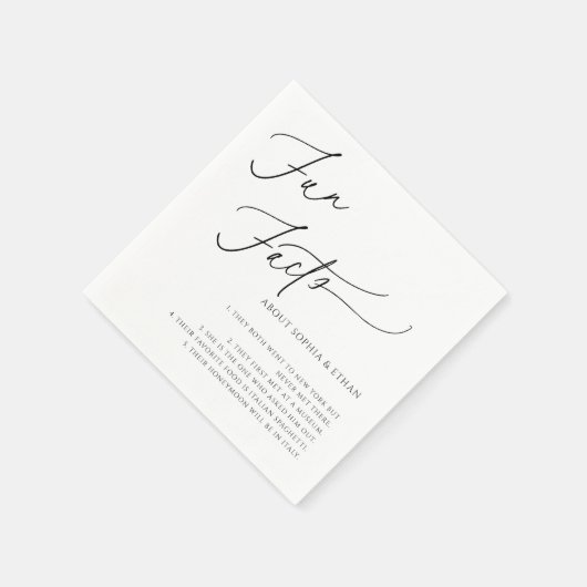 Serviette En Papier Fun Facts Calligraphie Mariage Blanc (Coin)