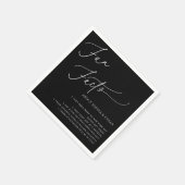 Serviette En Papier Fun Facts Calligraphie Mariage Noir (Coin)