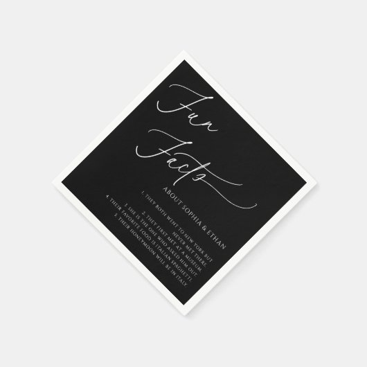 Serviette En Papier Fun Facts Calligraphie Mariage Noir (Coin)