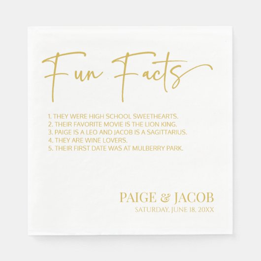 Serviette En Papier Fun Facts Champagne White Classic Minimal Mariage (Devant)