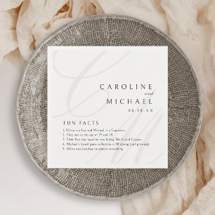 Serviette En Papier Fun Facts Classic Elegance calligraphie monogramme