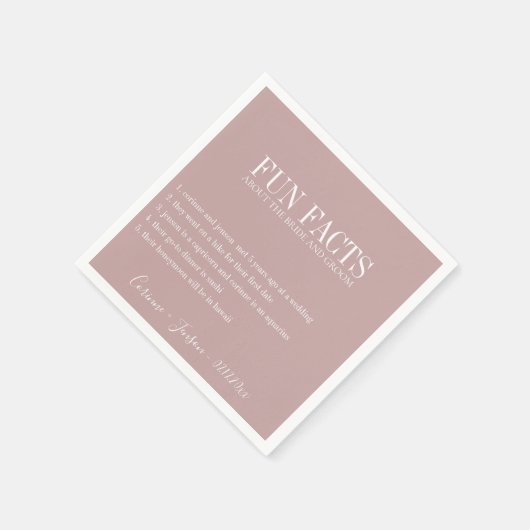 Serviette En Papier Fun Facts Dusty Mauve Personnalisé (Coin)