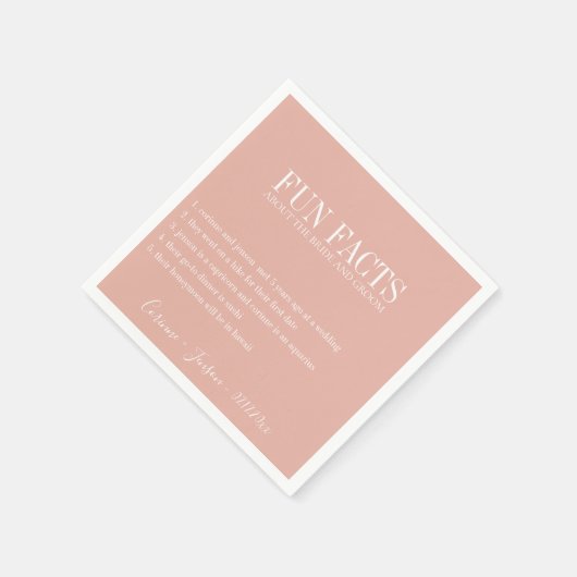 Serviette En Papier Fun Facts Dusty Rose Personnalisé (Coin)