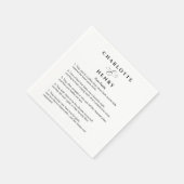 Serviette En Papier Fun Facts Élégant Mariage noir & blanc (Coin)