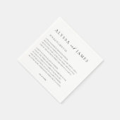 Serviette En Papier Fun Facts Élégant Mariage noir & blanc (Coin)