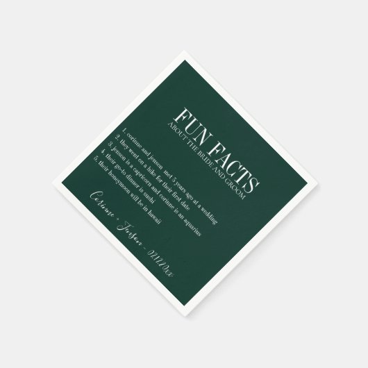 Serviette En Papier Fun Facts Emerald Green Personnalisé (Coin)