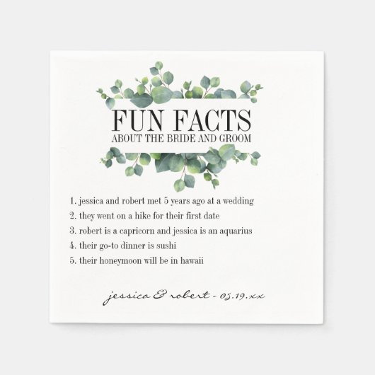 Serviette En Papier Fun Facts Eucalyptus Foliage Personnalisé (Devant)