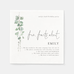 Serviette En Papier Fun Facts Eucalyptus Script 60e fête d'anniversair