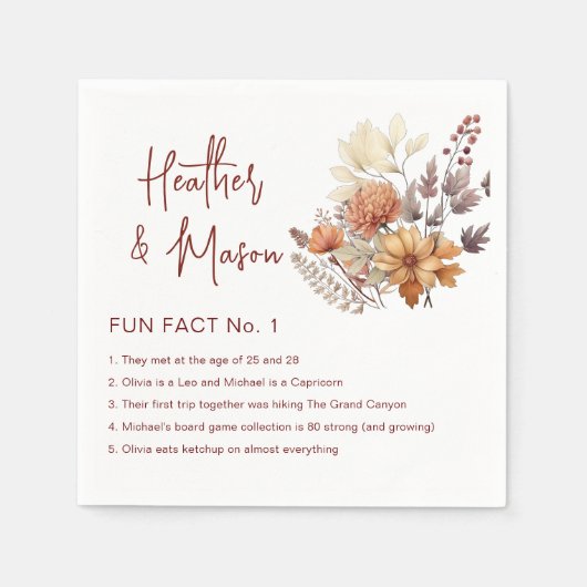 Serviette En Papier Fun Facts Fall Floral Mariage Napkins (Devant)