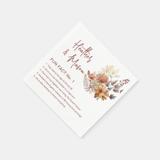 Serviette En Papier Fun Facts Fall Floral Mariage Napkins (Coin)