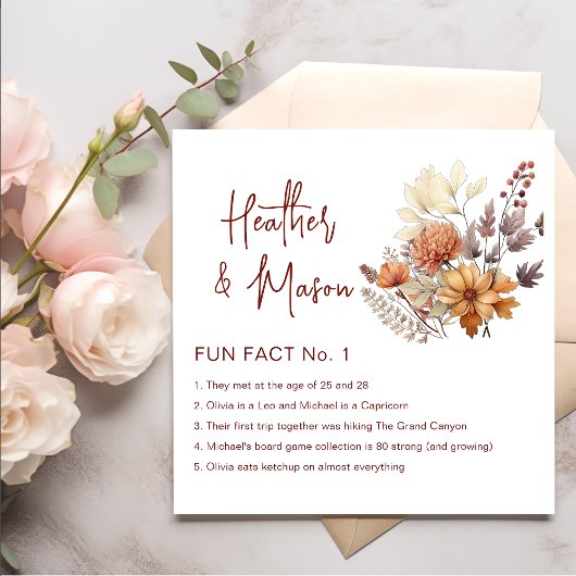 Serviette En Papier Fun Facts Fall Floral Mariage Napkins