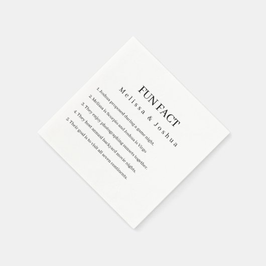 Serviette En Papier Fun Facts Funny Elegant Simple Mariage (Coin)