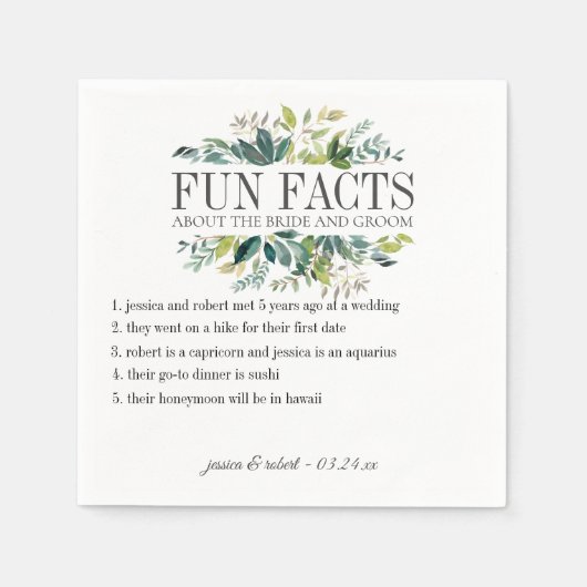 Serviette En Papier Fun Facts Garden Green Personnalisé (Devant)