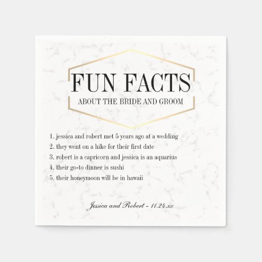 Serviette En Papier Fun Facts Gold Personnalisé Papier serviettes (Devant)