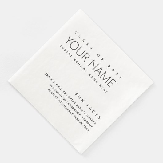 Serviette En Papier Fun Facts Graduation Moderne Simple Personnalisé (Coin)
