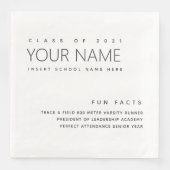 Serviette En Papier Fun Facts Graduation Moderne Simple Personnalisé (Devant)