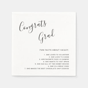 Serviette En Papier Fun Facts Graduation Simple manuscrite