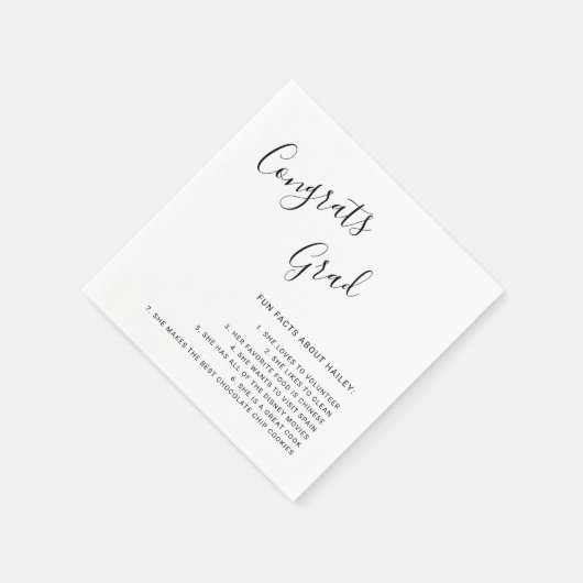 Serviette En Papier Fun Facts Graduation Simple manuscrite (Coin)